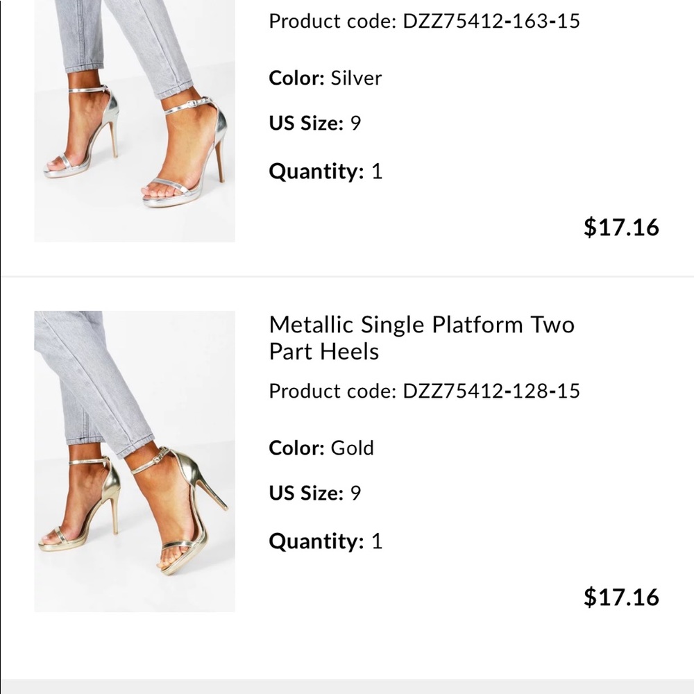 Gold metallic heels